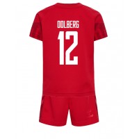 Dětský Fotbalový dres Dánsko Kasper Dolberg #12 MS 2022 Domácí Krátký Rukáv (+ trenýrky)